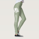 Legging Nome Personalizado Moderno do Namaste Lotus Flower<br><div class="desc">Namaste Lotus Flower Modern Personalized Name A Malhação de esportes Yoga Leggings apresenta uma flor de lótus com o texto "namaste" em um script de caligrafia moderno, escrito à mão, e personalizado com seu nome. Presente perfeito para amigos e família de aniversário, Natal, Dia de as mães, melhores amigos, amantes...</div>