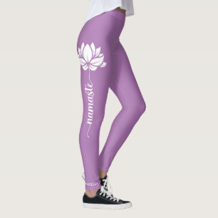 Legging Nome Personalizado Moderno do Namaste Lotus Flower
