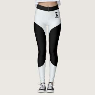 Legging Nome Personalizado Moderno Monograma Preto Gelo Az
