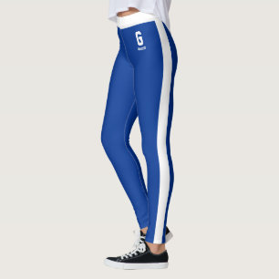 Legging Nome Personalizado Safira Azul Listras Brancas Mon
