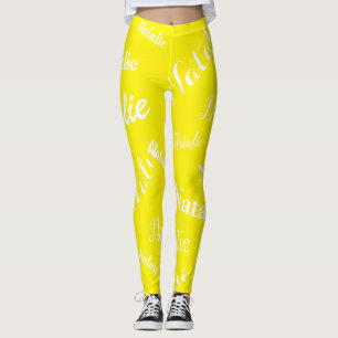 Legging Nome Personalizado Tipografia Fonte Amarelo Brilha