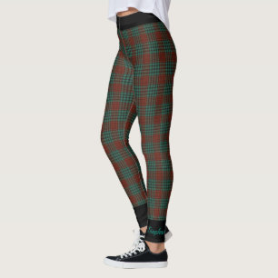 Legging Nome Personalizado, Xadrez Vermelha e Teal, Trim P