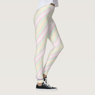 Legging Nome, Pink Yellow e Green Pastel Stripe