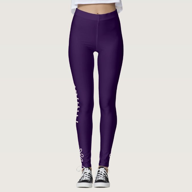 Legging Nome - Porta do Flor Simples - Violeta Sólida (Frente)