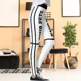 Legging Nomes de animais de estimação de faixas brancas pr