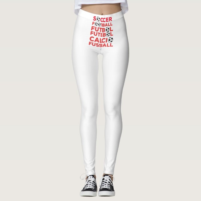 Legging Nomes do Futebol Internacional Tipografia Vermelho (Frente)