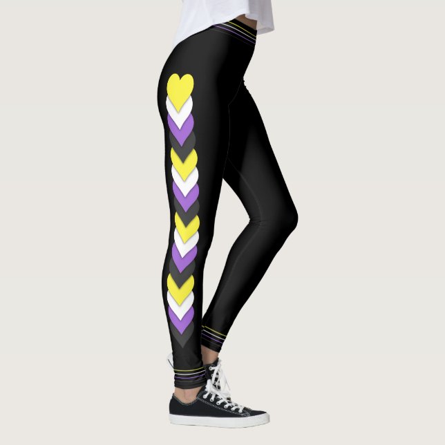 Legging Non-binary pride flag hearts and stripes (Direita)