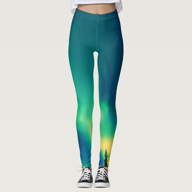 Legging Norte Aurora Borealis acende estrelas de inverno c (Frente)