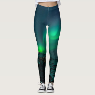Legging Norte Aurora Borealis ilumina estrelas de inverno 