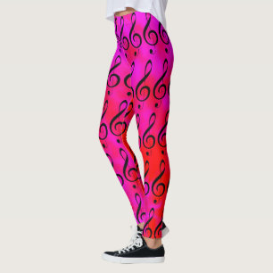 Legging Nota De Descoloração Vermelha E Rosa,