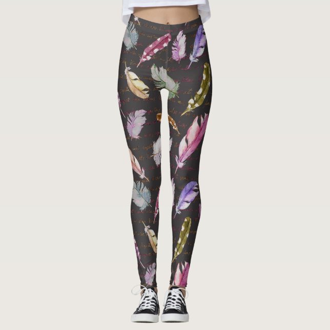Legging Nota: Padrão de Aves Aquáticas. (Frente)