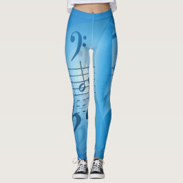 Legging Notas de Música Azul Brilhante