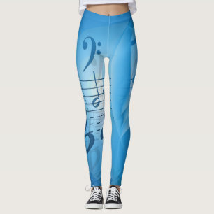 Legging Notas de Música Azul Brilhante