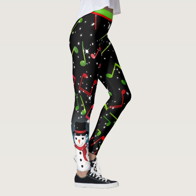 Legging Notas de música com Snowman a PRETO (Direita)
