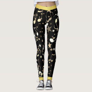 Legging Notas de música divertidas em preto com trilha Do