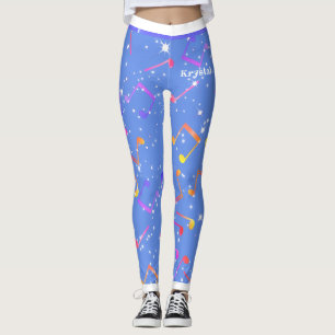 Legging Notas de música (seu nome) na sua cor