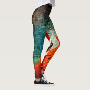 Legging Notas do violoncelo e da música