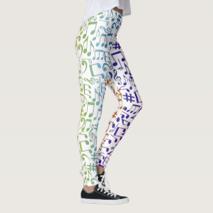 Legging Notas Musicais Coloridas Músicos Amantes da Música
