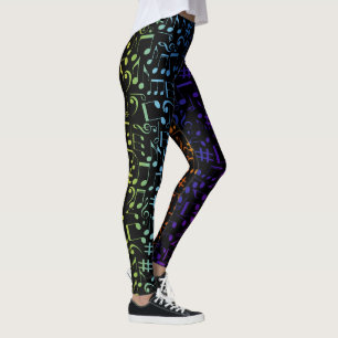 Legging Notas Musicais Coloridas Músicos Amantes da Música