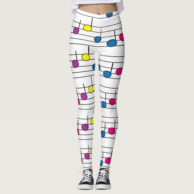 Legging Notas Musicais Coloridas Partitura (Frente)