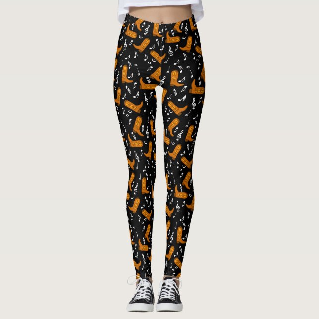 Legging Notas Musicais de Botas de Cowboy (Frente)