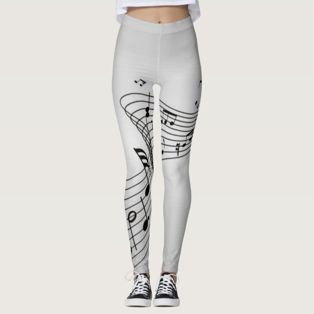 Legging Notas Musicais em Prata (Frente)