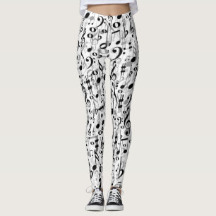 Legging Notas musicais legal e teste padrão aleatório do