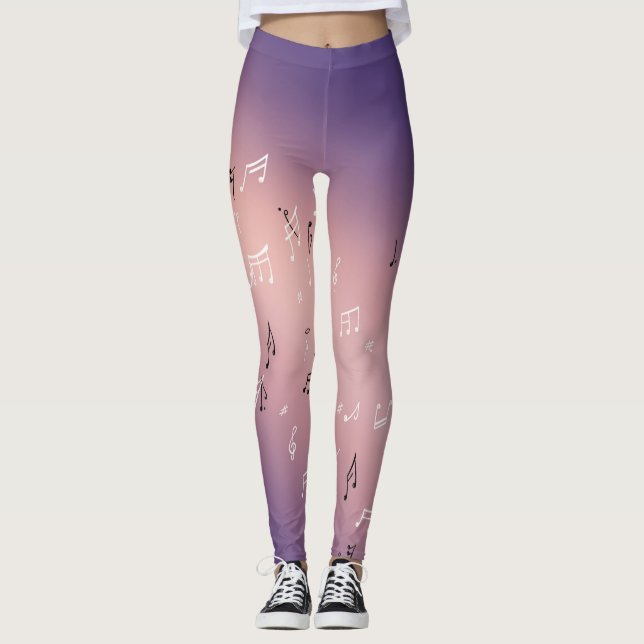 Legging Notas Musicais no púrpura cor-de-rosa (Frente)