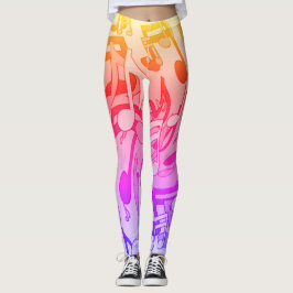 Legging Notas musicais vívidas das cores felizes bonitas