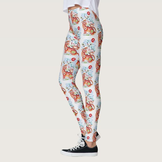 Legging Novo Ano Lunar Chinês do Padrão de Corte de Papel  (Esquerda)