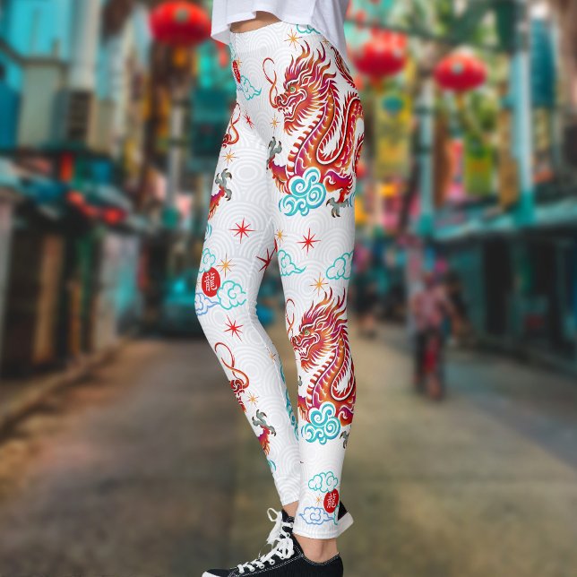 Legging Novo Ano Moderno do Dragão Vermelho Chinês - Corte (LINK FOR 2025 YEAR OF THE SNAKE: https://www.zazzle.com/collections/119316095761799932)