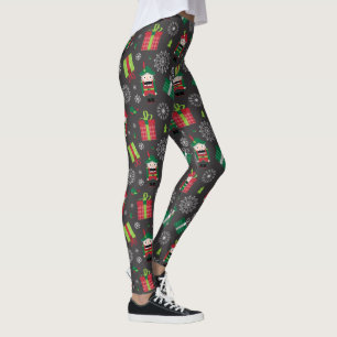 Legging Noz-cracker e apresenta o padrão de Natal nas Cinz