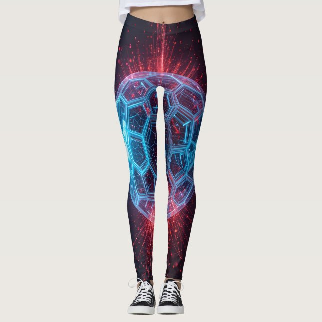 Legging Núcleo Digital: Explosão Futurística na Esfera de  (Frente)