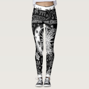 Legging Numerologia Sortuda Manifestando Magia Preto e Bra