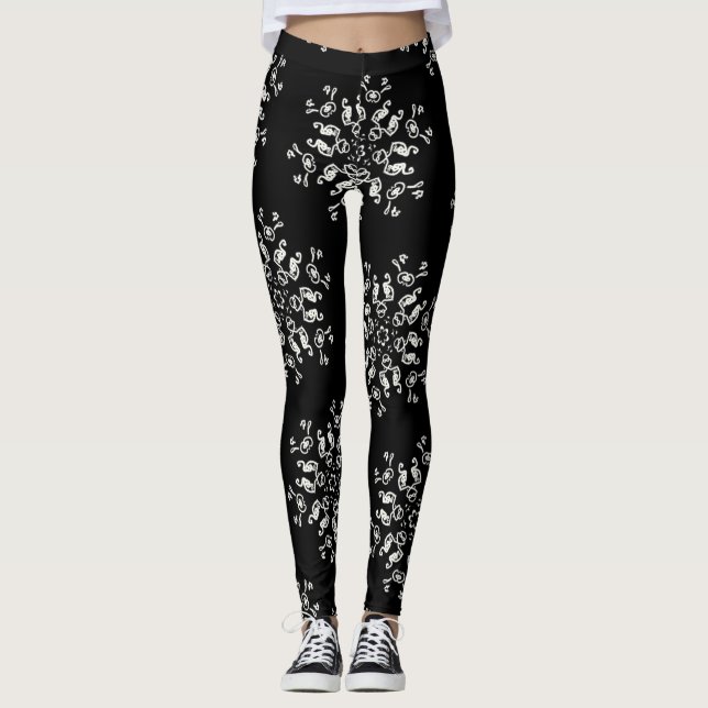 Legging *~* nunca flocos de neve demais preto & branco (Frente)