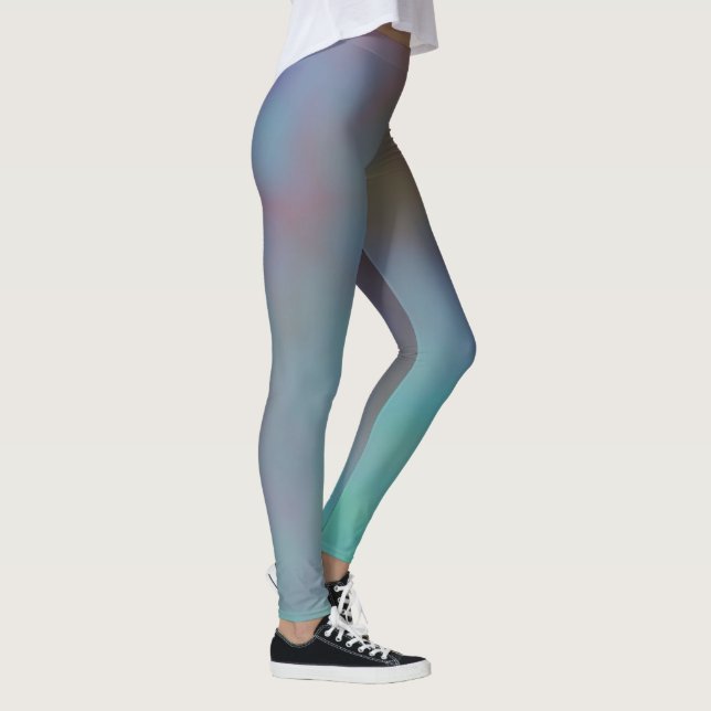 Legging Nuvem abstrata marmorizada turquesa e roxa (Direita)