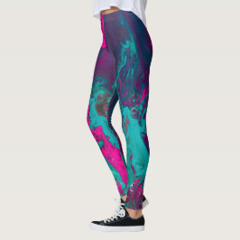 Legging Nuvem de fumaça de Abstrato de Magenta e Teal da P