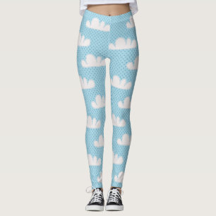 Legging Nuvens Brancas Azuis Modernas