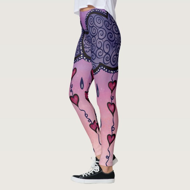 Legging Nuvens, corações e gotas de chuva (Esquerda)