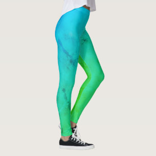 Legging Nuvens de Abstrato de Arte Pastel Pale Turquesa