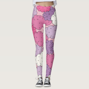 Legging Nuvens de animação, repetição divertida de vintage