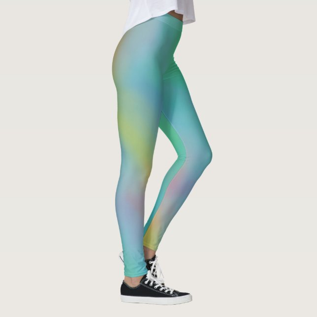 Legging Nuvens de Mármaco Azul e Verde Rosa (Direita)