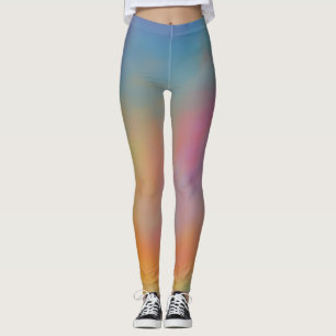 Legging Nuvens de Mármaco Azul e Verde Rosa