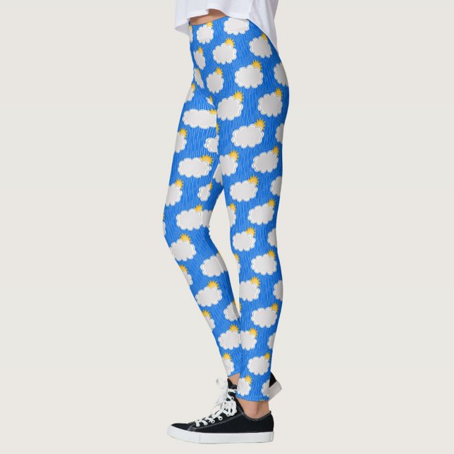Legging Nuvens de sol em chuva Padrão Design Azul (Criador carregado)