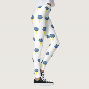 Legging nuvens de tempestade azul parafusos relâmpagos pe