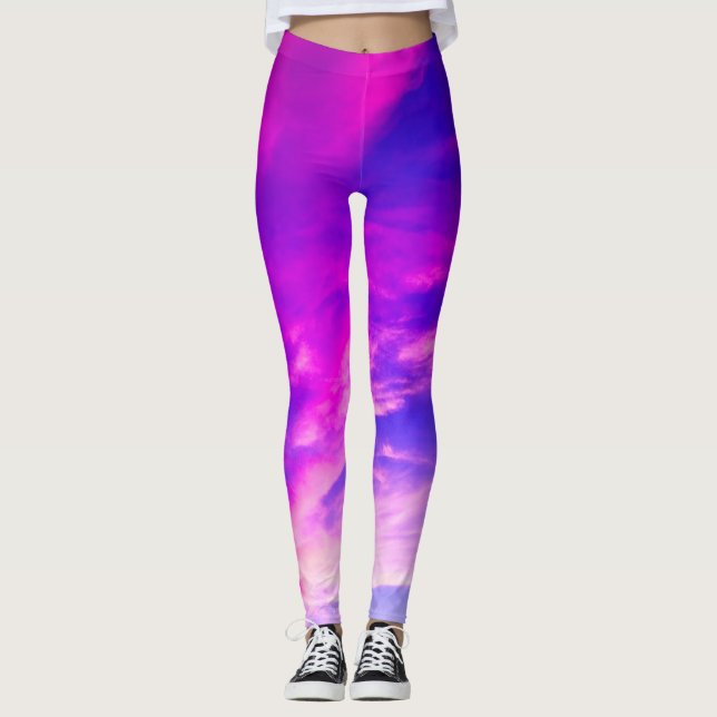 Legging Nuvens Roxas E Blues (Frente)
