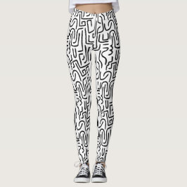 Legging O abstrato alinha 130318 (a) - preto no branco