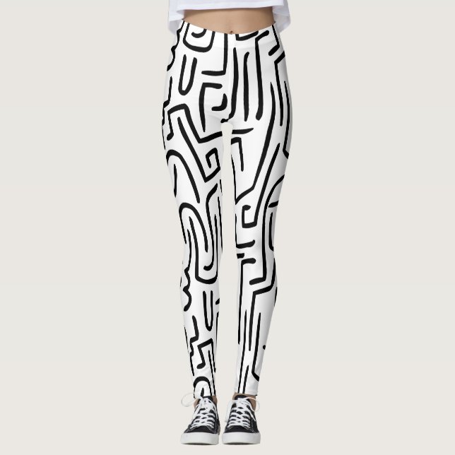 Legging O abstrato alinha 130318 - preto no branco (Frente)