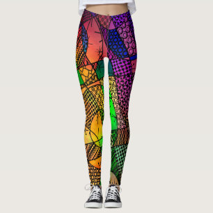 Legging O abstrato geométrico colorido original, louco
