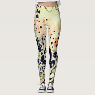 LEGGING O ACRÍLICO DERRAMA CANELEIRAS ABSTRATAS DAS PILHA